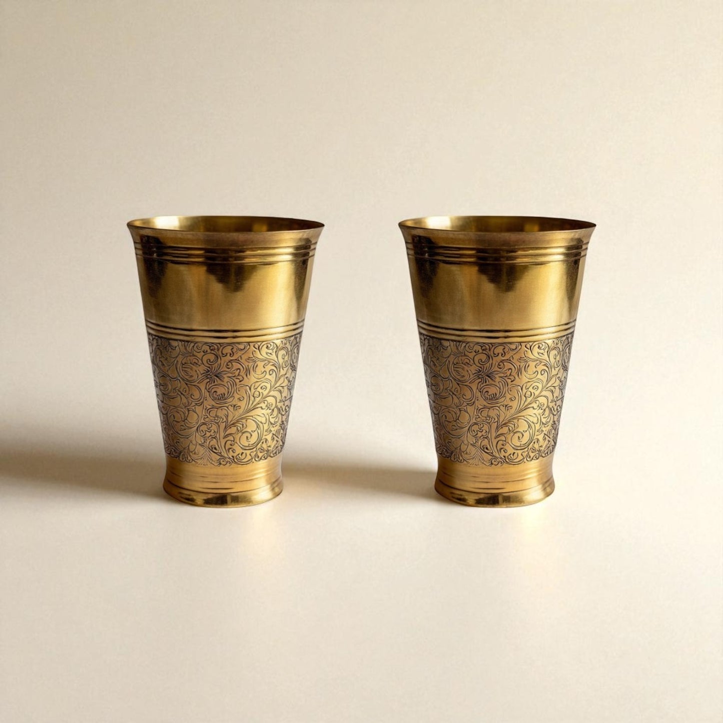 The Ice Etched Brass Glass Set of 2, 300ml
