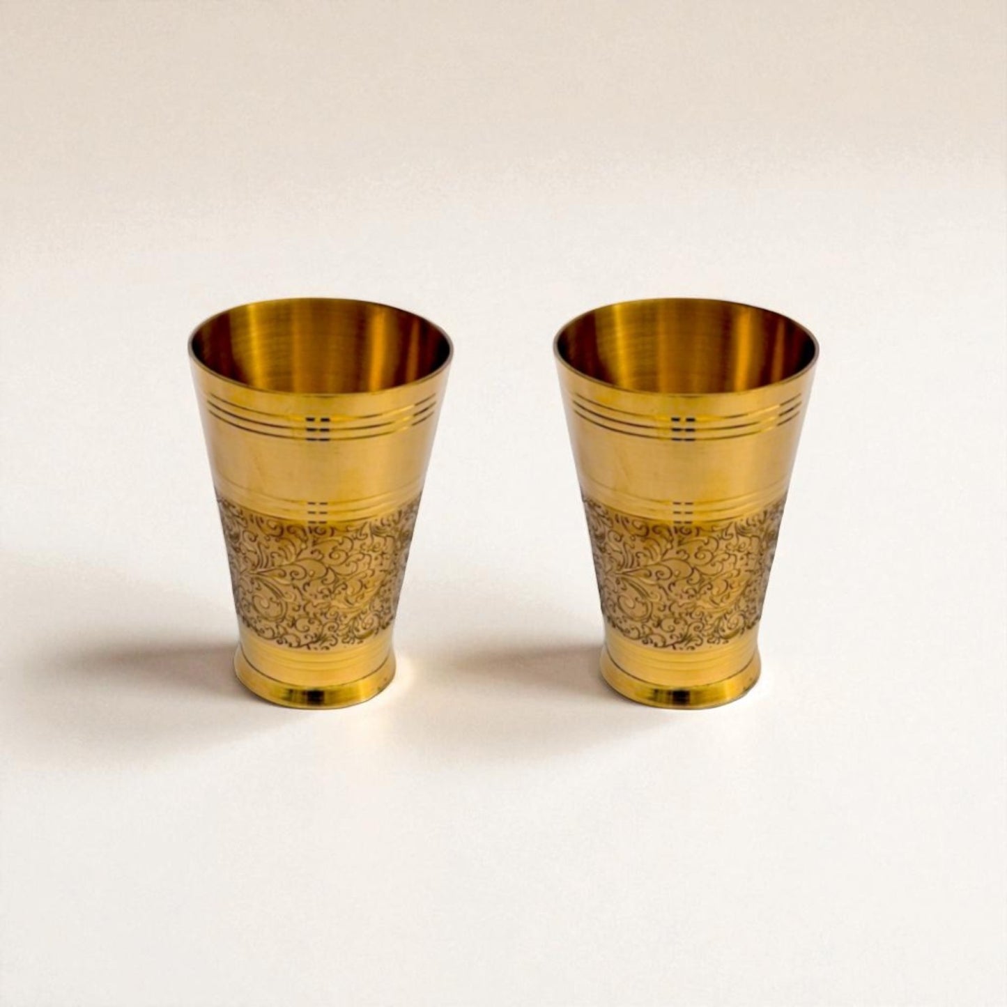 The Ice Etched Brass Glass Set of 2, 400ml