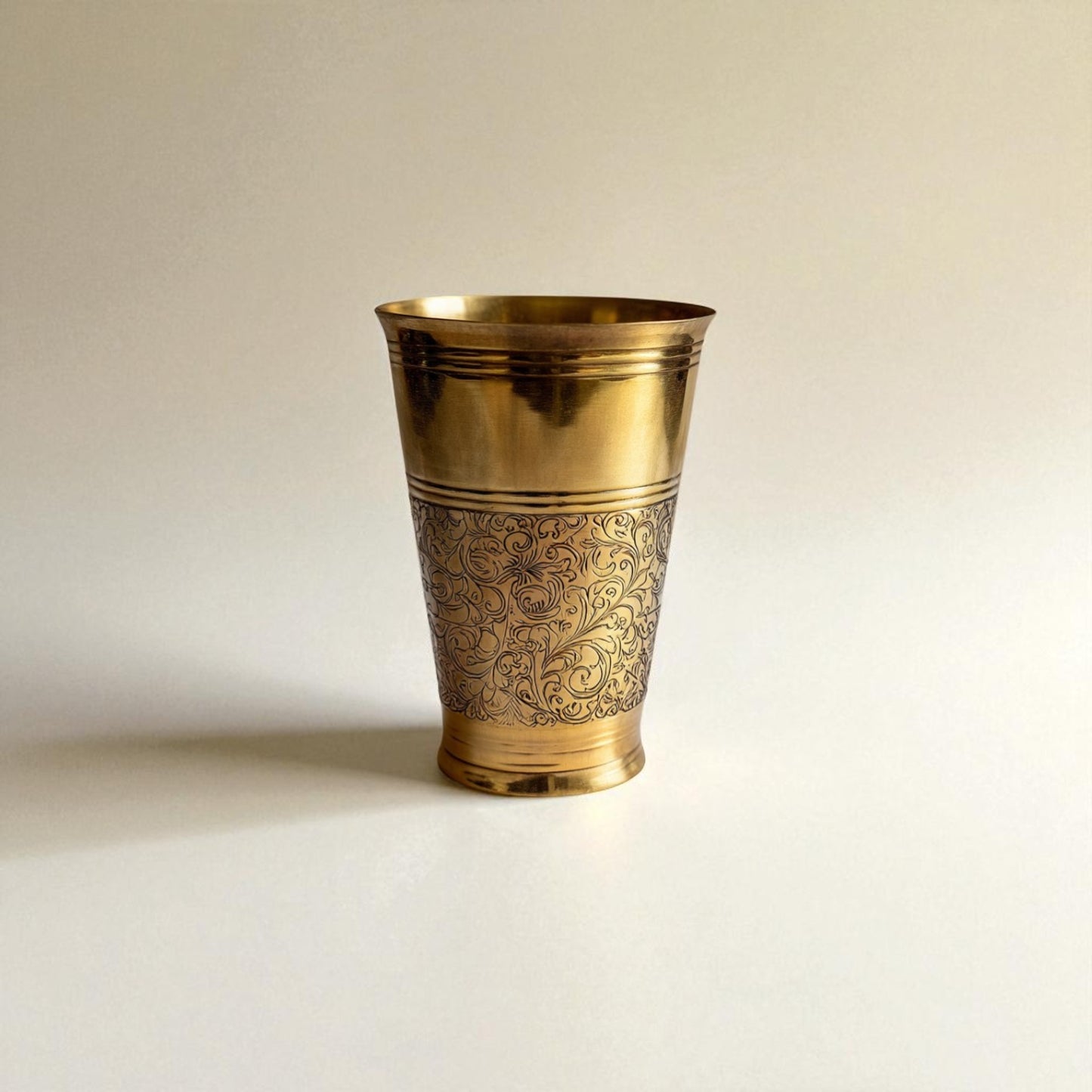 The Ice Etched Brass Glass Set of 2, 300ml