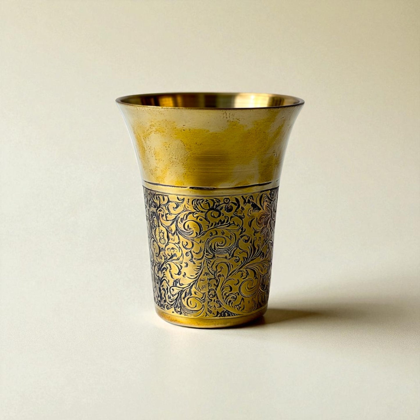 The Heritage Etched Brass Glass Set of 2, 300ml