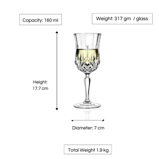 RCR Opera White Wine Glass Set of 6, 160 ml