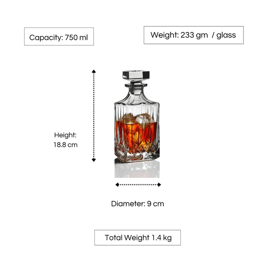 RCR Opera Crystal Glass Whiskey Decanter Bottle, 750ml