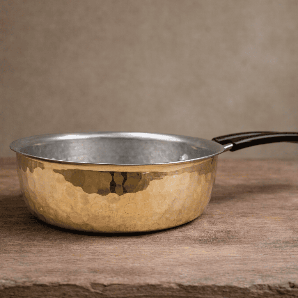 Tamira Pure Brass Frying Pan With Insulated Handle, Large, 22cm