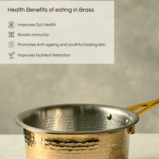 Brass SaucePan, Hammered Finish, 3 Litre