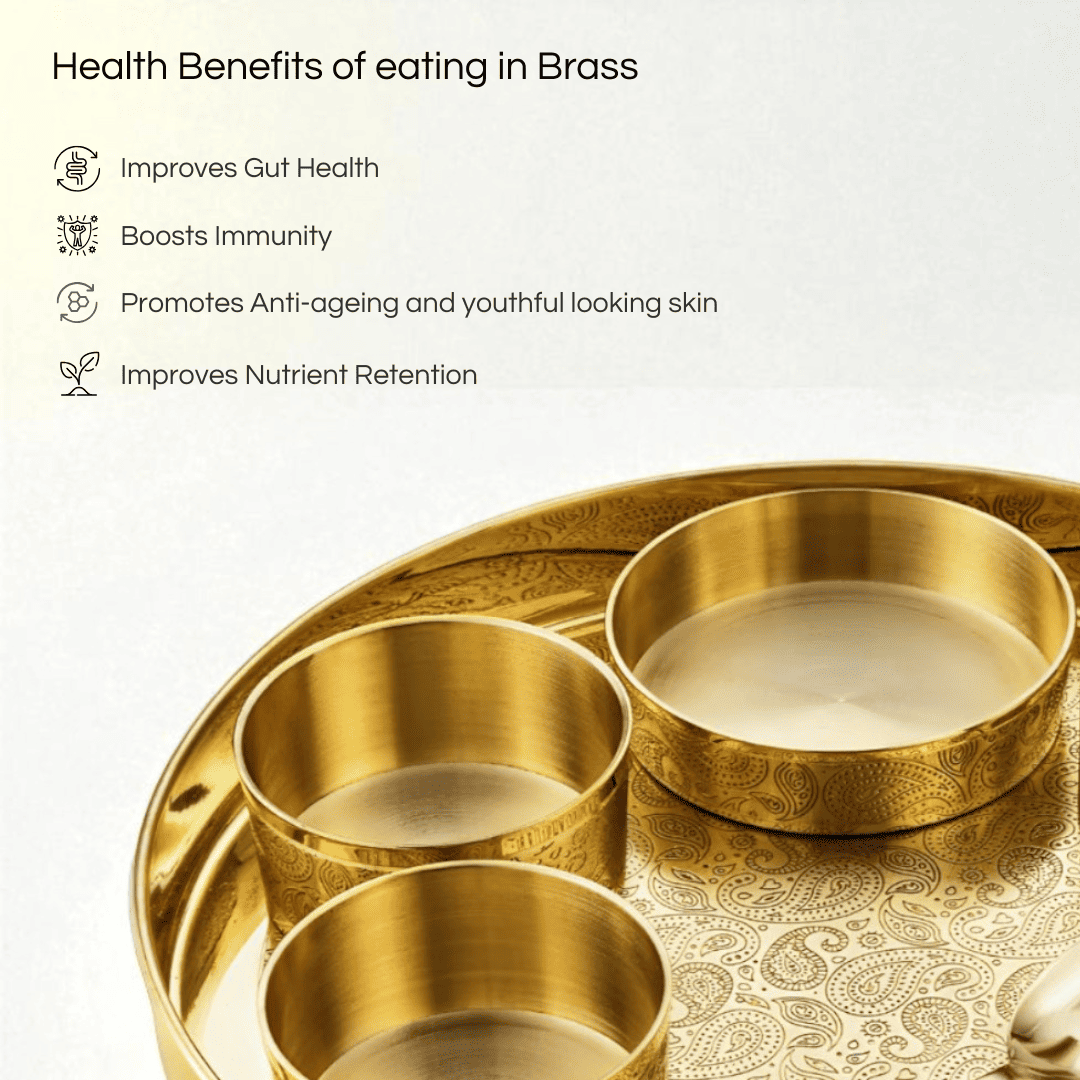 Good Luck Pure Brass Thali Dinner Set, 6 pcs