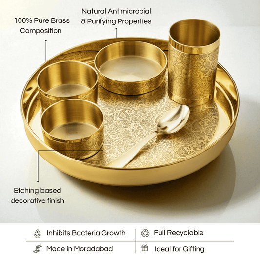 Good Luck Pure Brass Thali Dinner Set, 6 pcs