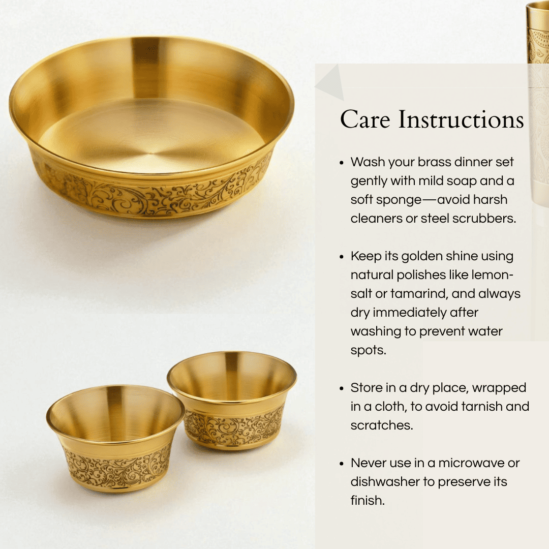 Heritage Pure Brass Dinner Set with Thali, 6 pcs