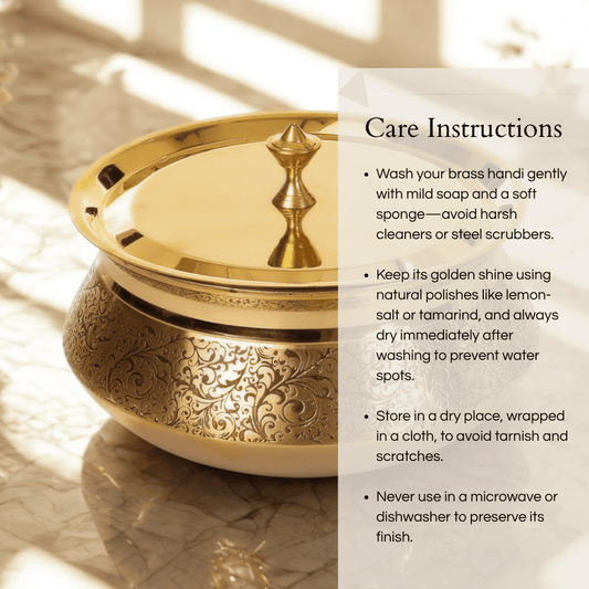 Brass Heritage Handi with Lid, Kalai coated, 1.75 Litre
