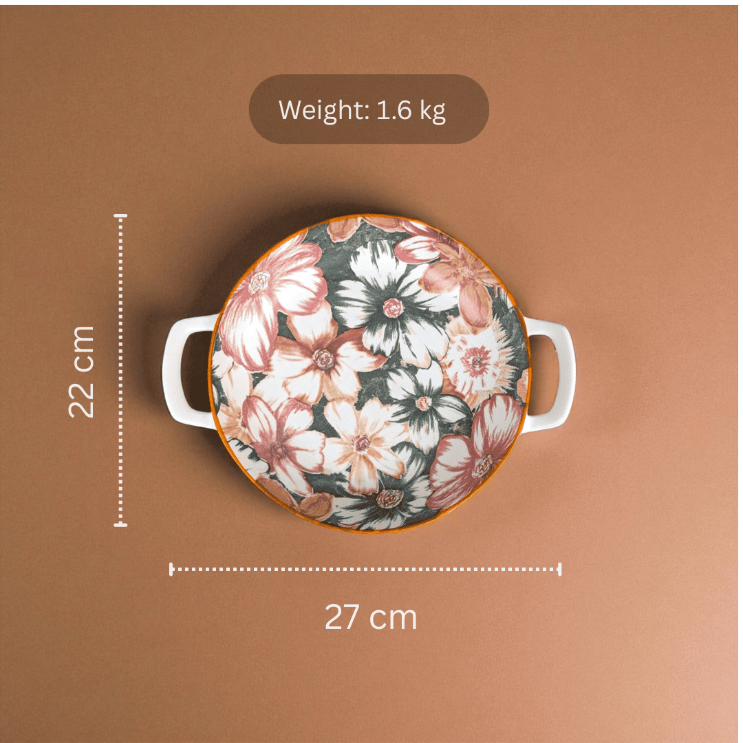 Garden Platter, Porcelain, Floral Pattern, Set of 2