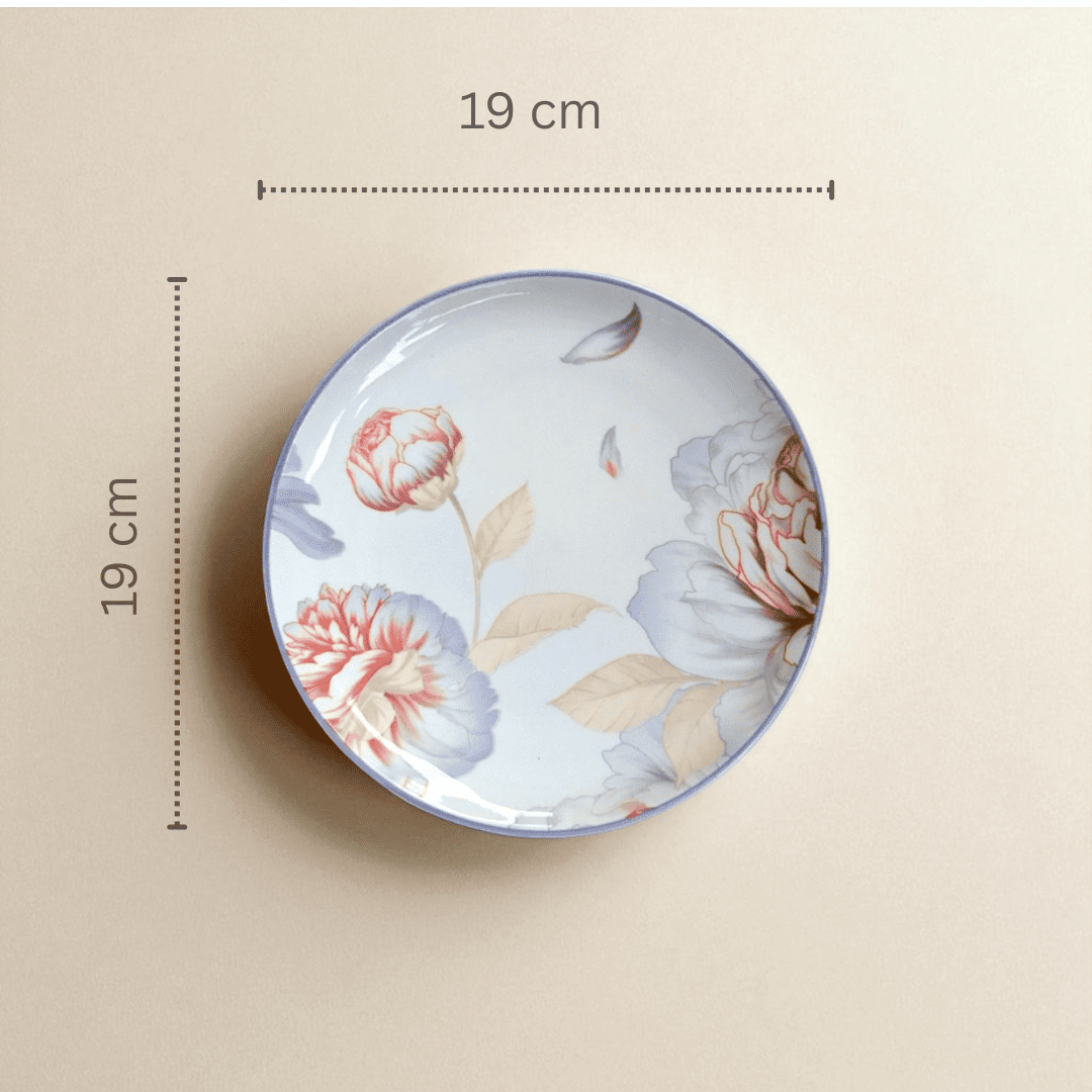Blush Snack Set, Porcelain, Floral Pattern, Set of 6 Plates