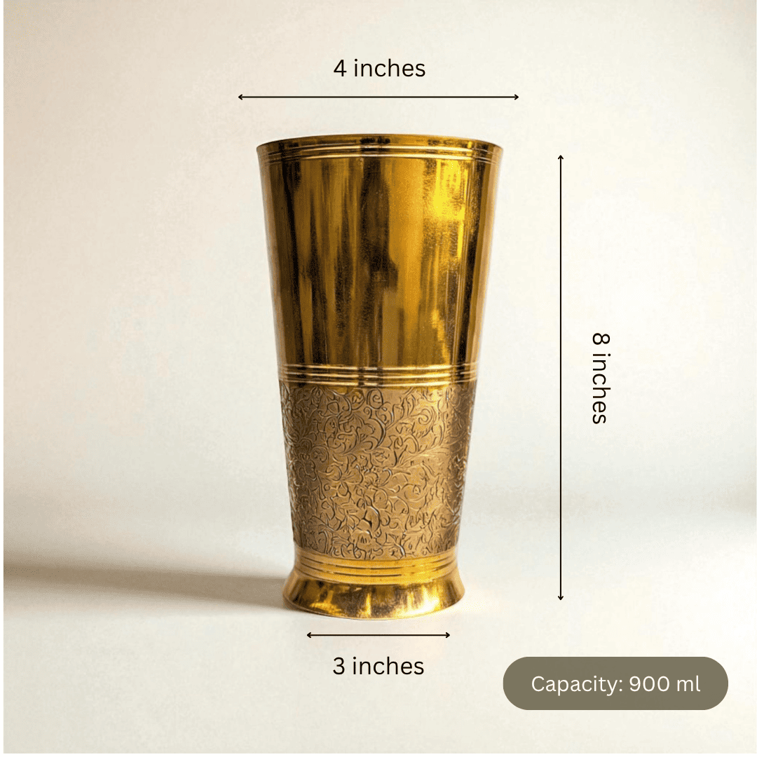 The Ice Etched Brass Glass, Pitcher for Serving, 900ml