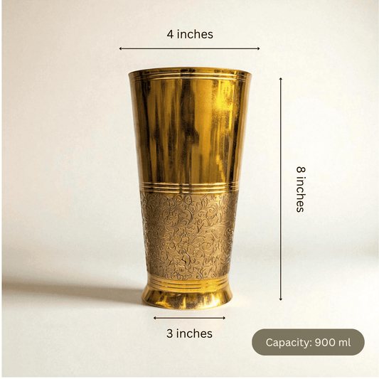 The Ice Etched Brass Glass, Pitcher for Serving, 900ml
