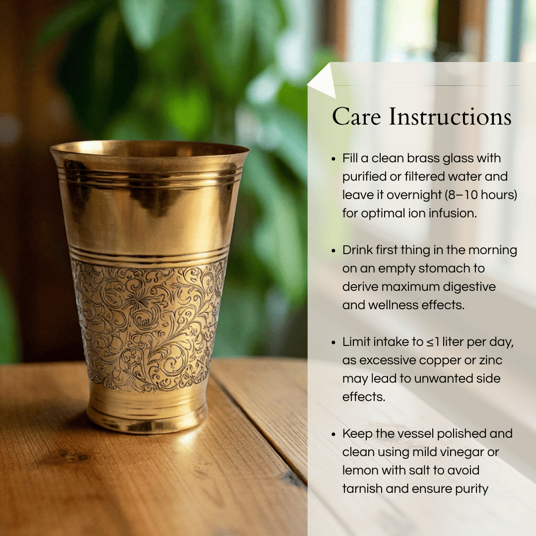 The Ice Etched Brass Glass Set of 2, 300ml