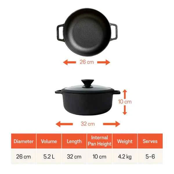 Meyer Cast Iron Sauteuse 24cm, Pre-Seasoned (Copy)