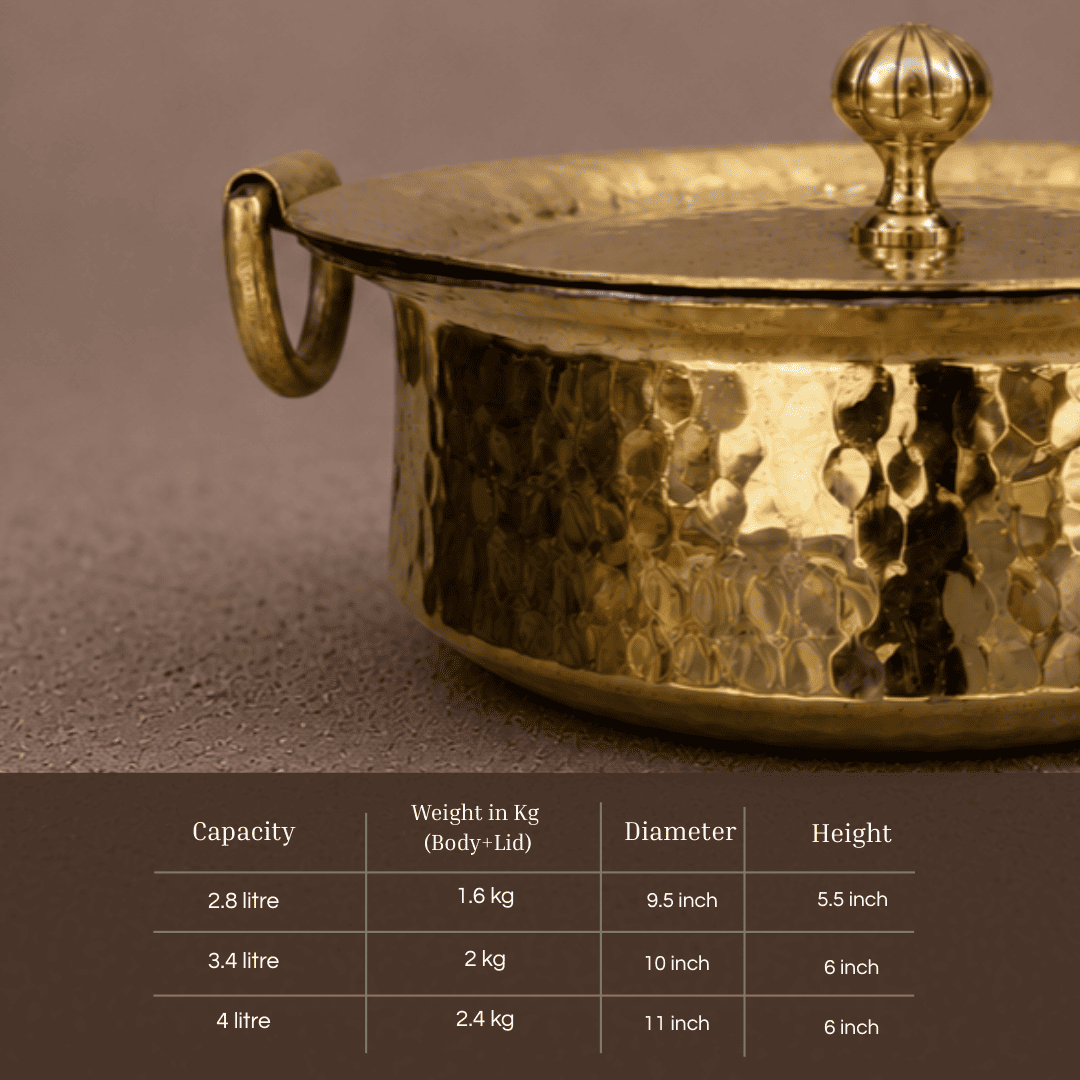 Tamira Pure Brass Sipri, Round Bottom, 2.8L