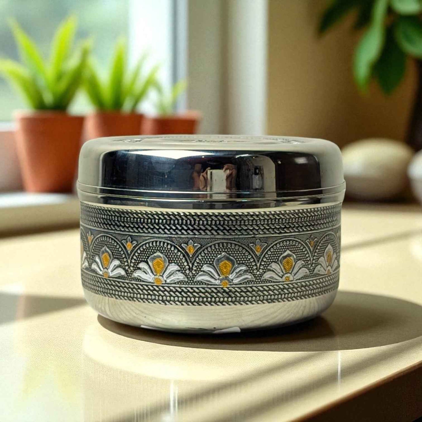 Antique Stainless Steel Pawali, Tanki with Lid, 7 litre