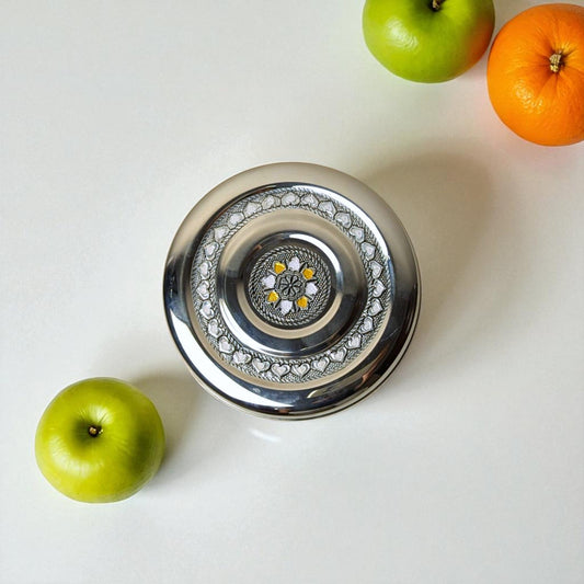 Antique Stainless Steel Half Dabba, 2 litre