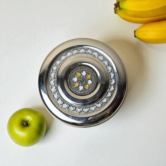 Antique Stainless Steel Half Dabba, 3 litre