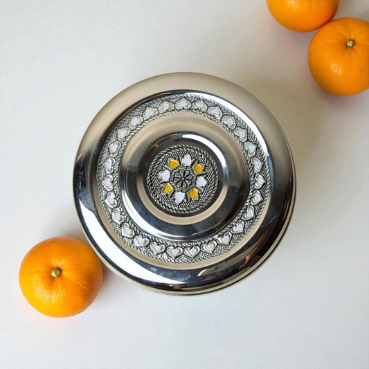 Antique Stainless Steel Half Dabba, 4 litre