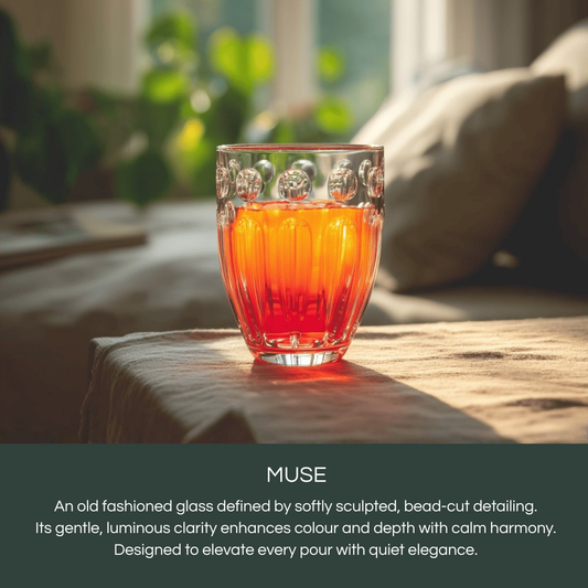 Celestial Muse Premium Whiskey glasses featuring softly sculpted design for elegance and clarity