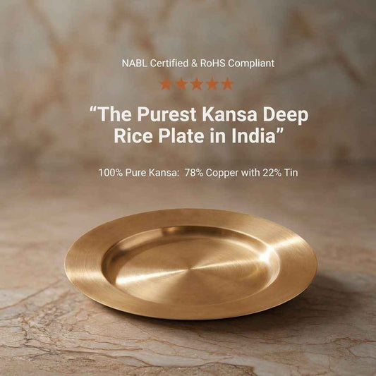 Classic Kansa Deep Rice Plate, Bronze, 10 inch