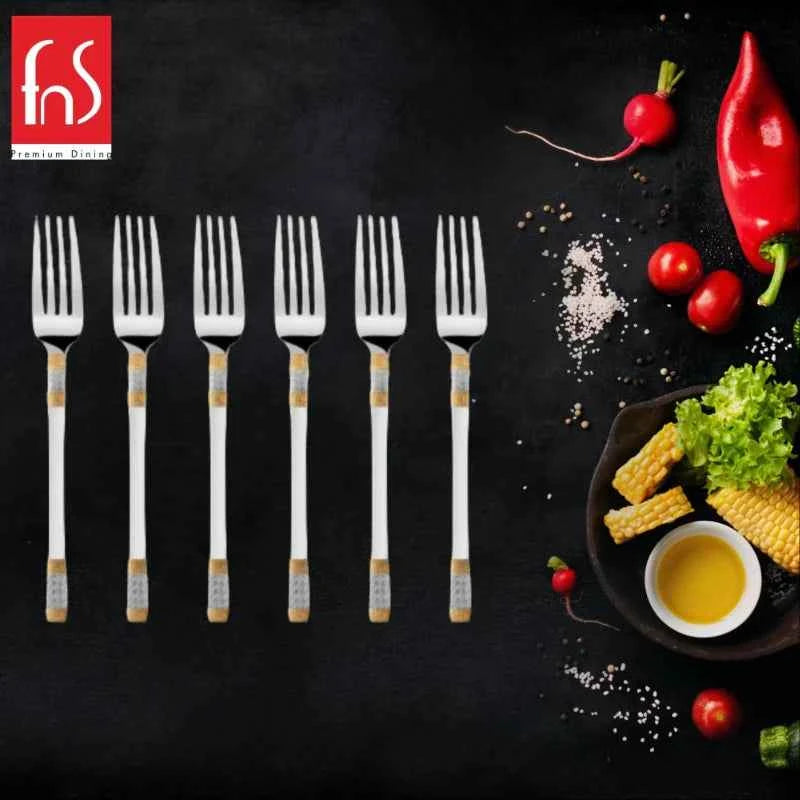 FnS Celebration 6 pcs Dinner Fork, 24 Carat Gold Plated