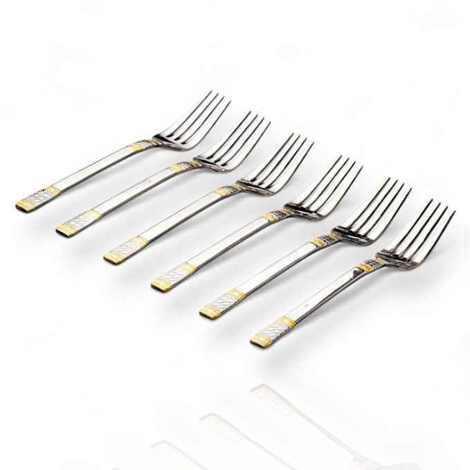 FnS Celebration 6 pcs Dinner Fork, 24 Carat Gold Plated