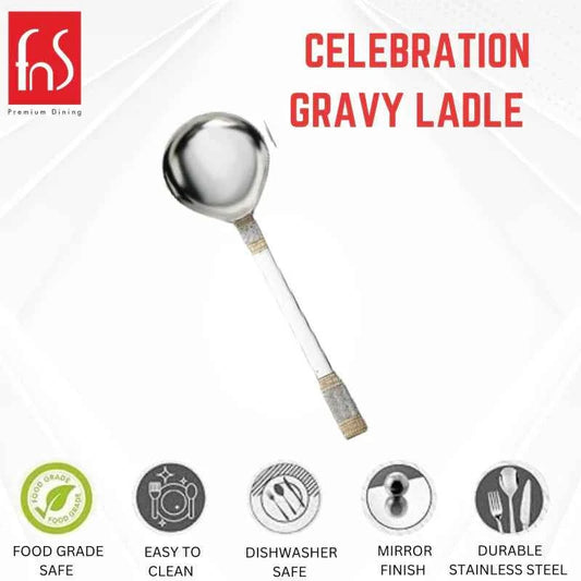 FnS Celebration 1 pc Gravy Ladle Large, 24 Carat Gold Plated