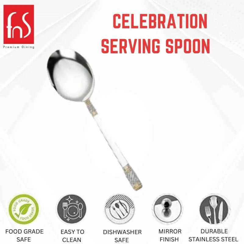 FnS Celebration 1 pc Serving Spoon Large, 24 Carat Gold Plated