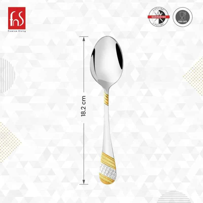 FnS Imperio 6 pcs Dinner Spoon Set, 24 Carat Gold Plated