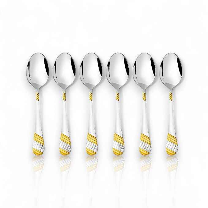FnS Imperio 6 pcs Dinner Spoon Set, 24 Carat Gold Plated