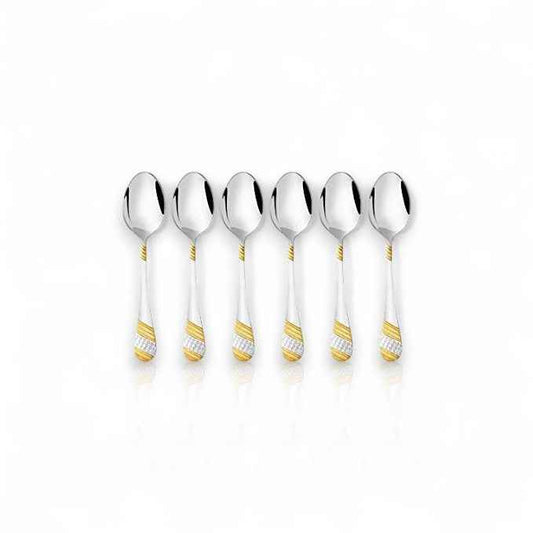 FnS Imperio 6 pcs Tea Spoons, 24 Carat Gold Plated