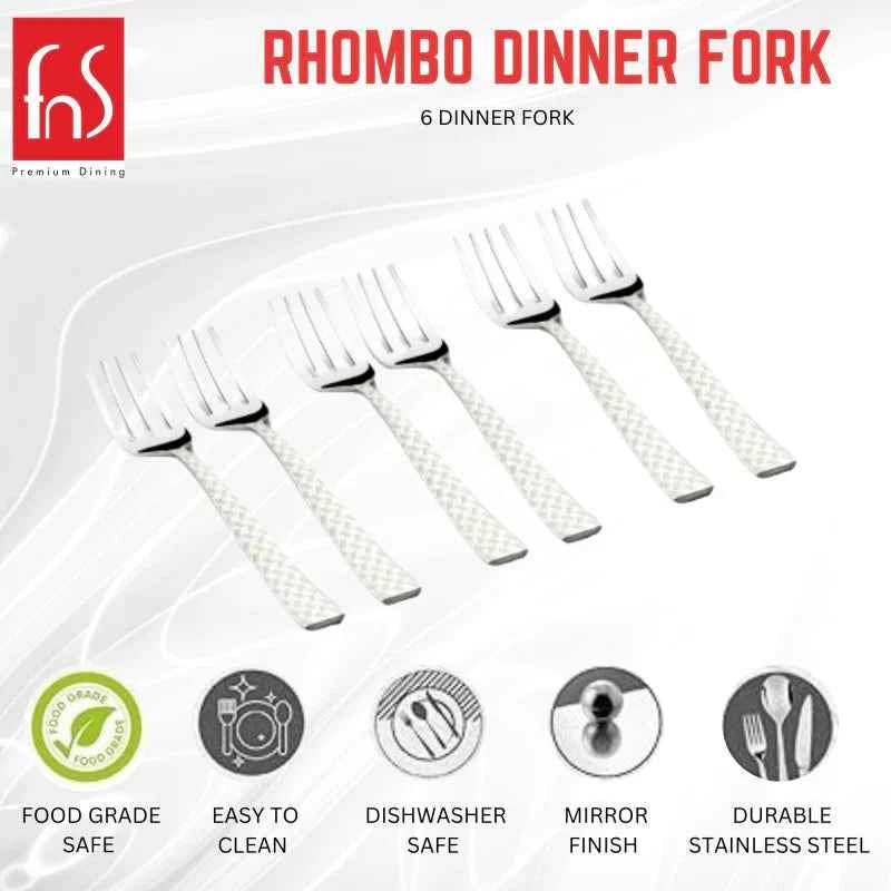 FnS Rhombo 6 pcs Dinner Fork, Hammered Finish