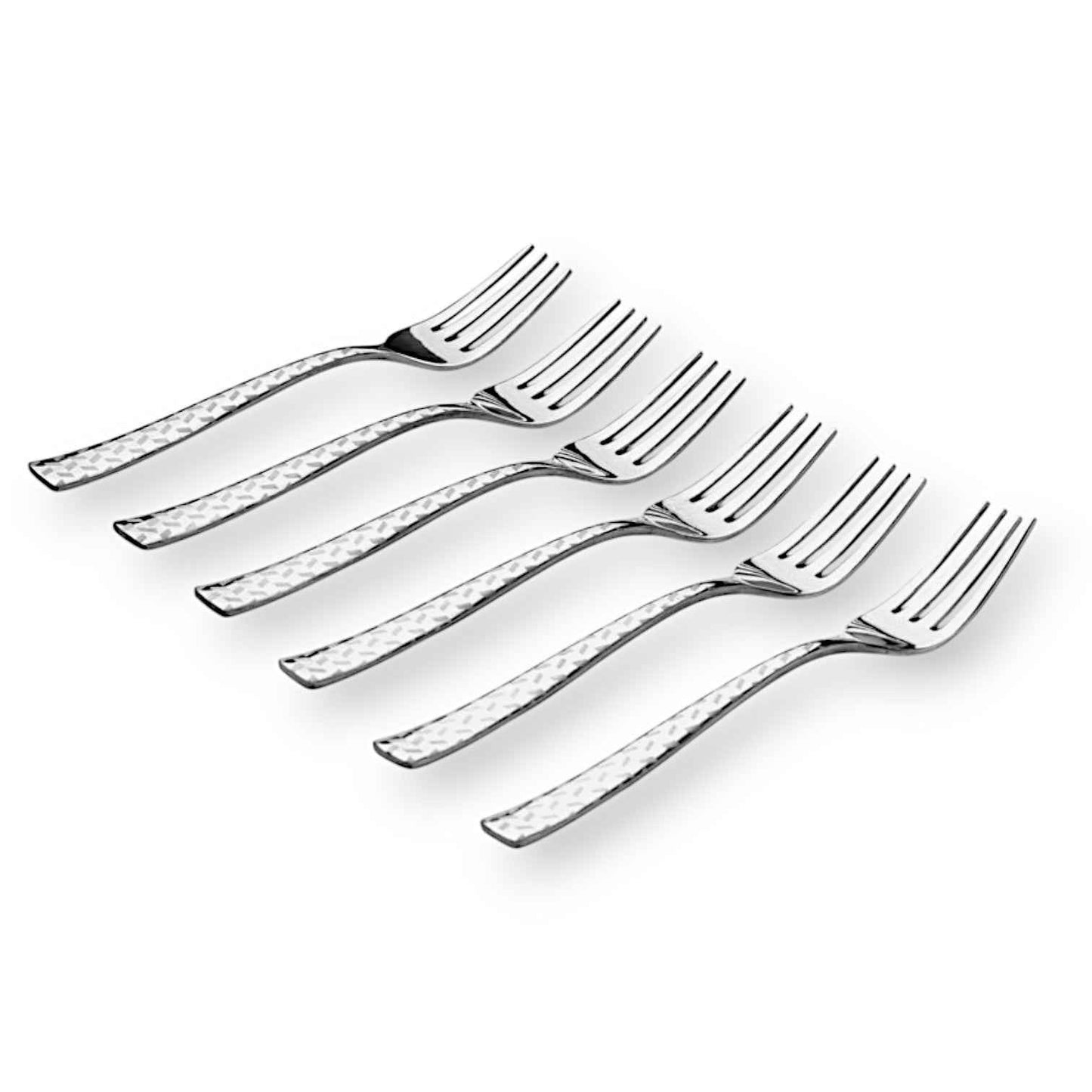FnS Rhombo 6 pcs Dinner Fork, Hammered Finish