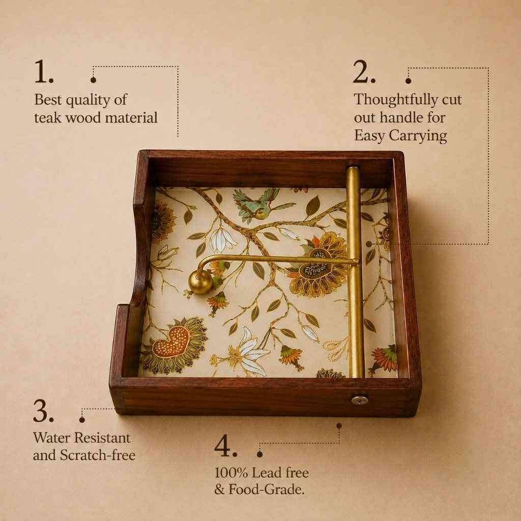 Gardenia Wooden Napkin Stand, Premium Teak Wood