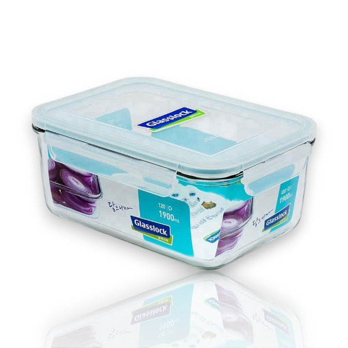 Glasslock Korea food 1900ml rectangle container made of durable glass for safe food storage