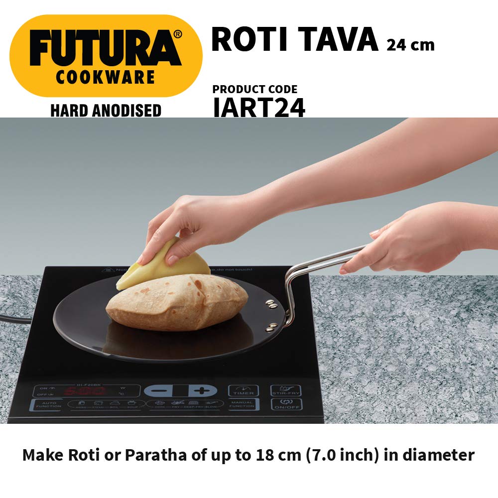 Hawkins Futura Hard-Anodised Induction Roti Tawa, 24 cm Tawa