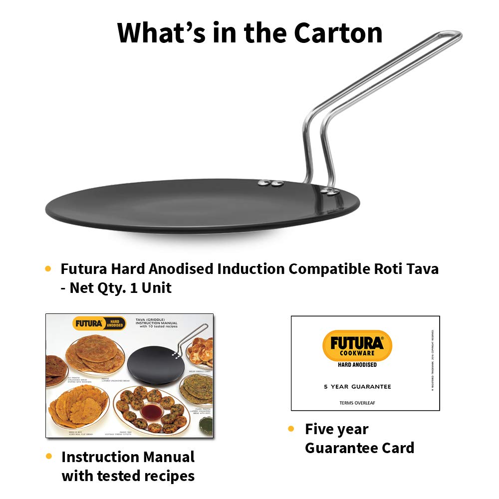 Hawkins Futura Hard-Anodised Induction Roti Tawa, 26 cm Tawa