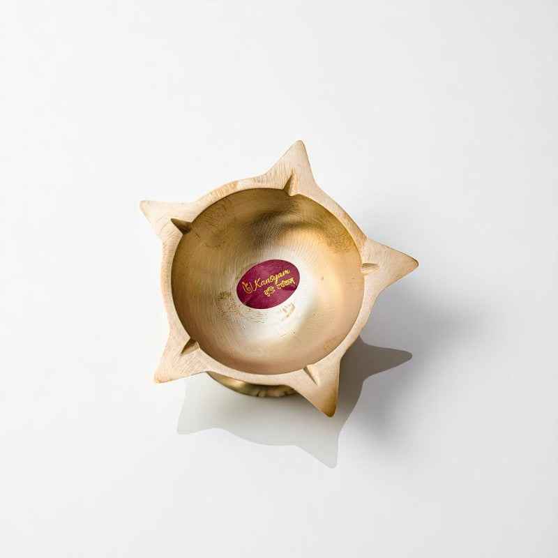 Kansa 5-Face Diya, Matte finish, Traditional Star-Shaped Oil Lamp (Copy)