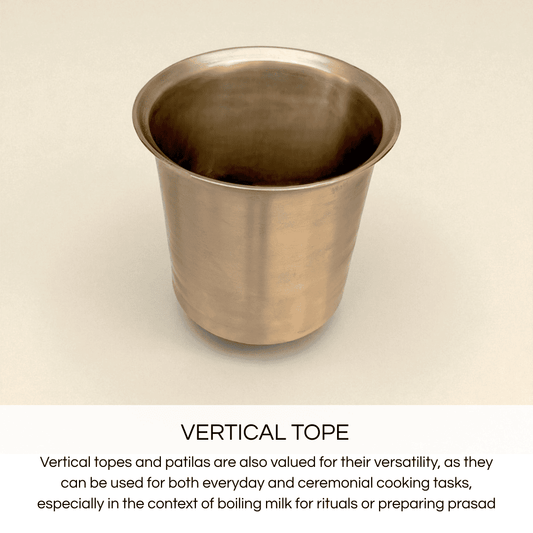 Kansa tope patila vertical in bronze, ideal for cooking and serving rituals and prasad