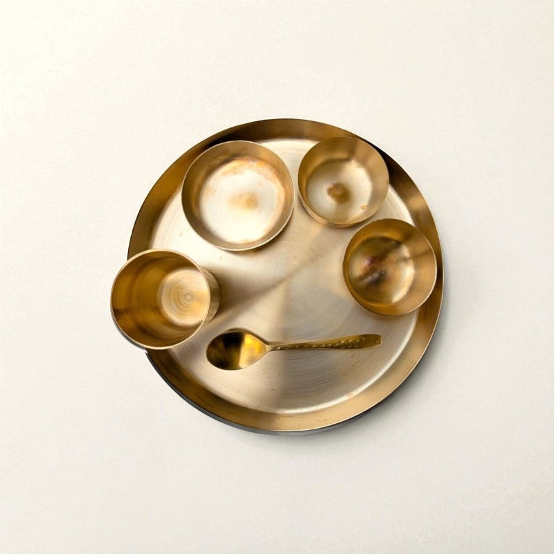 Kansa Thali Set Hammered, 7 pcs