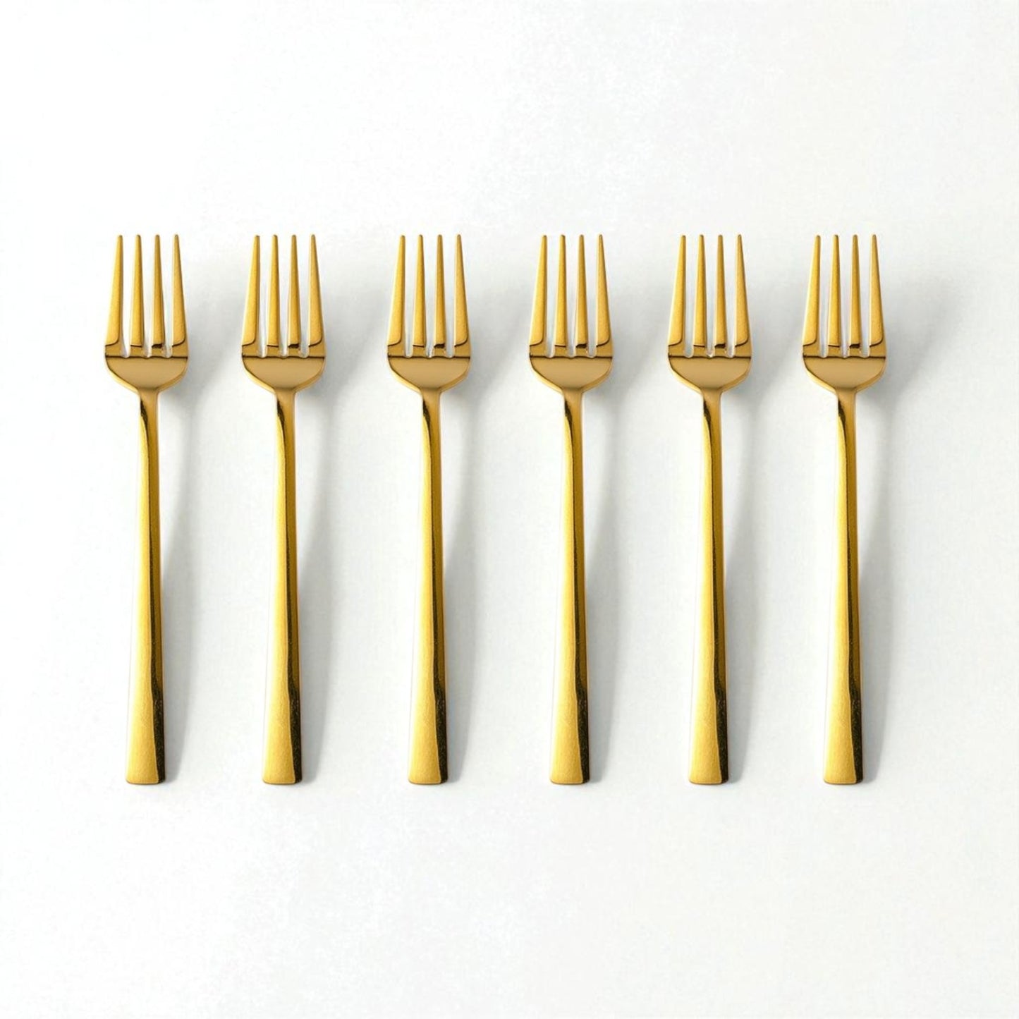 Set of six Kishco Cutlery Gold PVD Dinner Forks with sleek and elegant gold finish