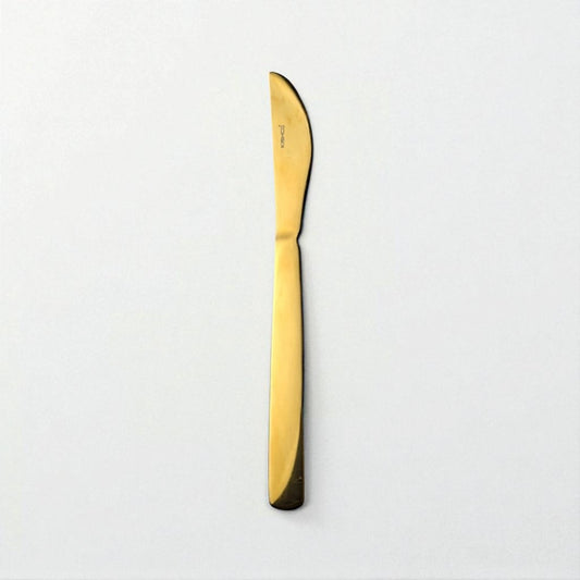 Kishco Cutlery Gold PVD Dinner Knife with sleek gold finish and modern design on white background