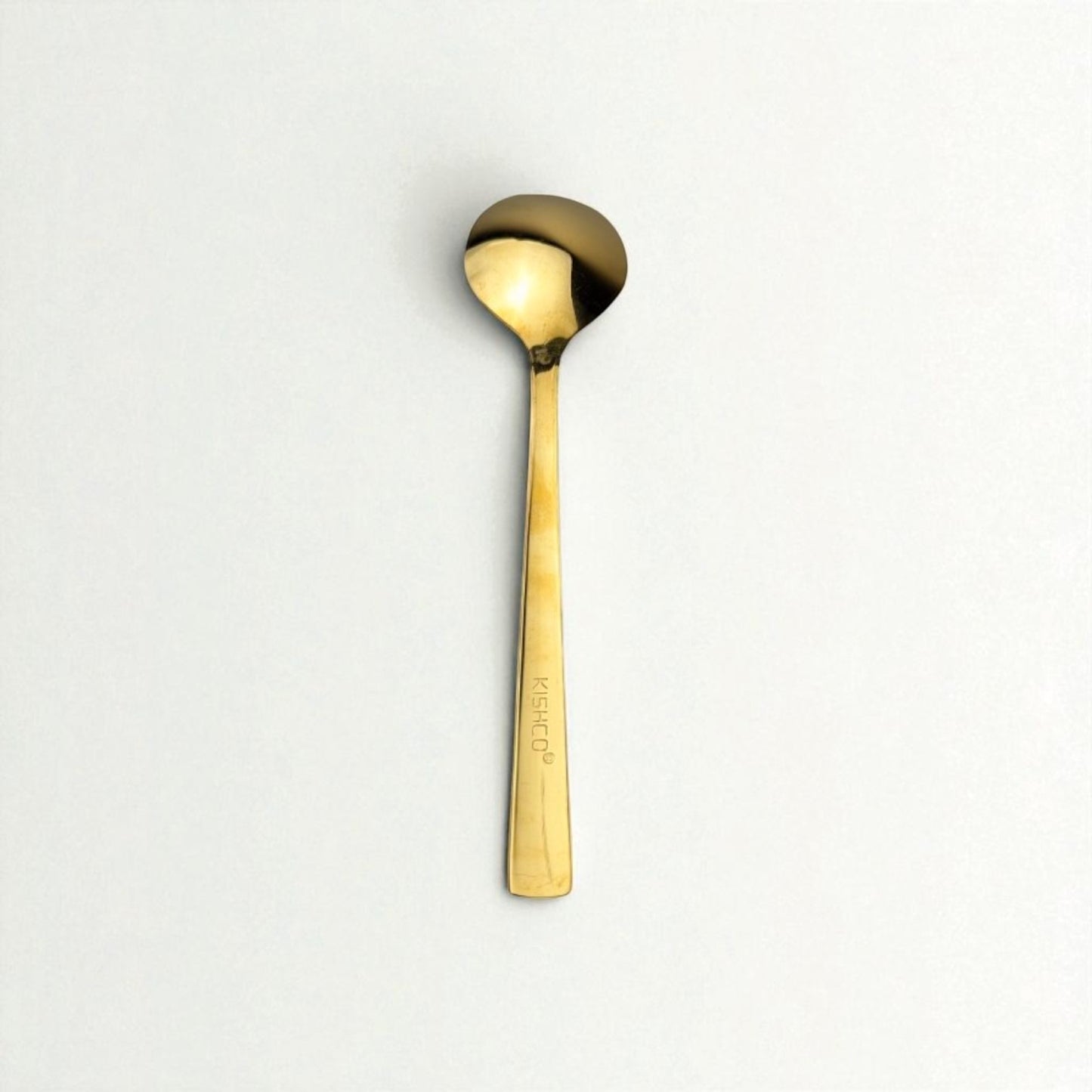 Kishco Cutlery Gold PVD Dinner Spoon with sleek gold finish and engraved handle