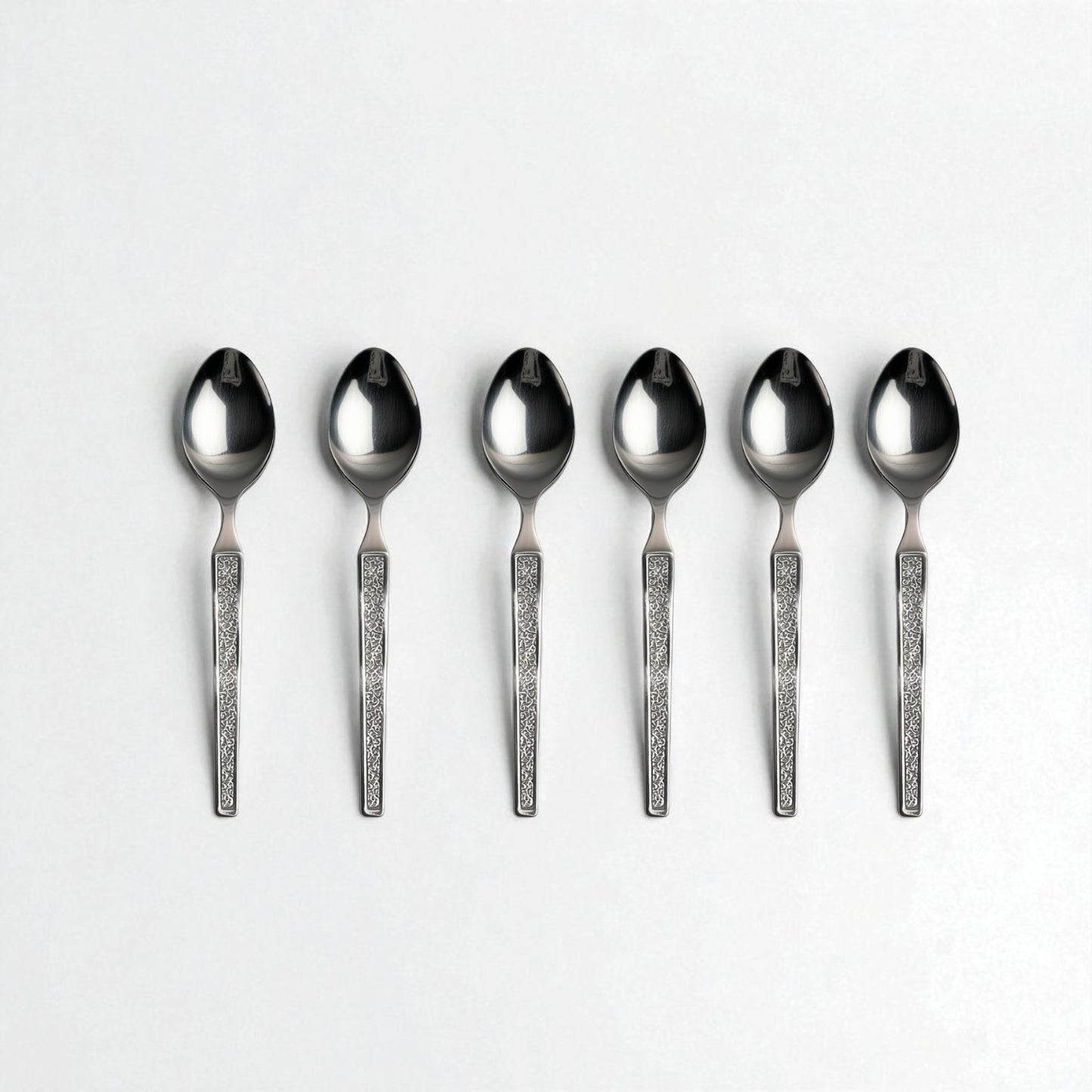 Set of six Kishco Cutlery Parma Coffee Spoon stainless steel spoons with textured handles