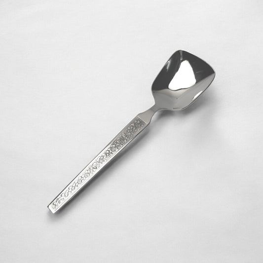 Kishco Cutlery Parma Serving Spoon Square with engraved handle and polished stainless steel finish