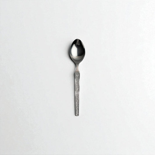 Kishco Cutlery Parma Tea Spoon with textured handle and polished stainless steel bowl