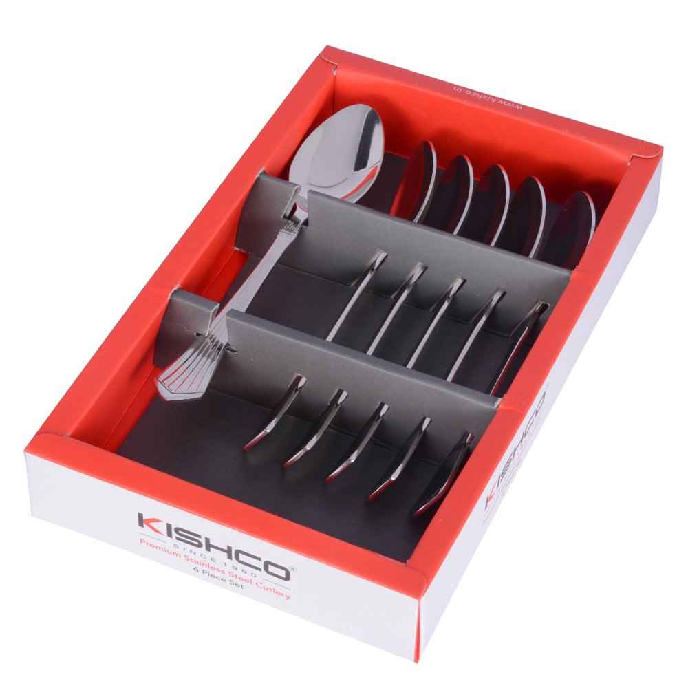 Kishco Cutlery Symphony Baby Spoon set in stainless steel with multiple spoons in red and white packaging