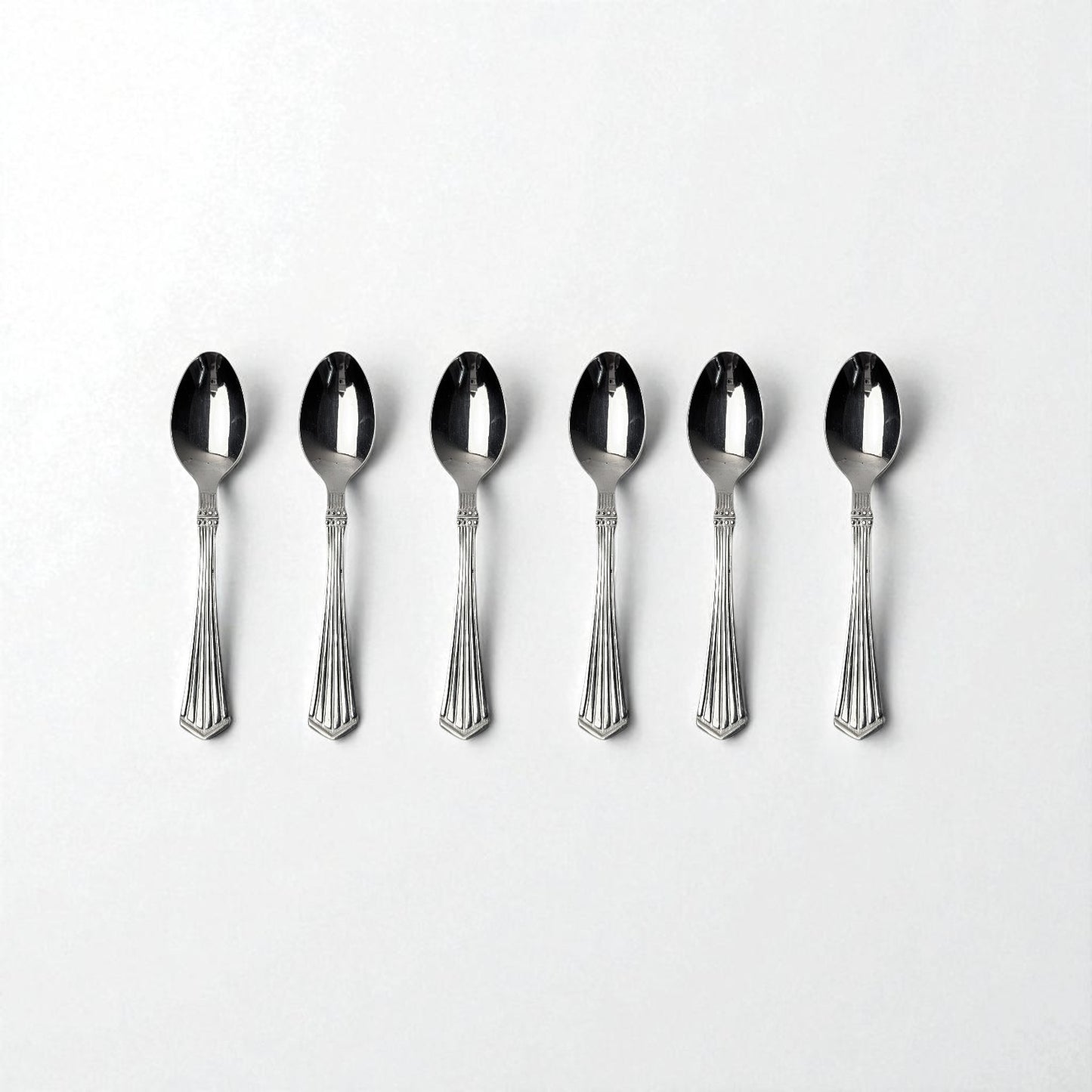 Set of six Kishco cutlery Symphony Coffee Spoon stainless steel spoons with decorative handles