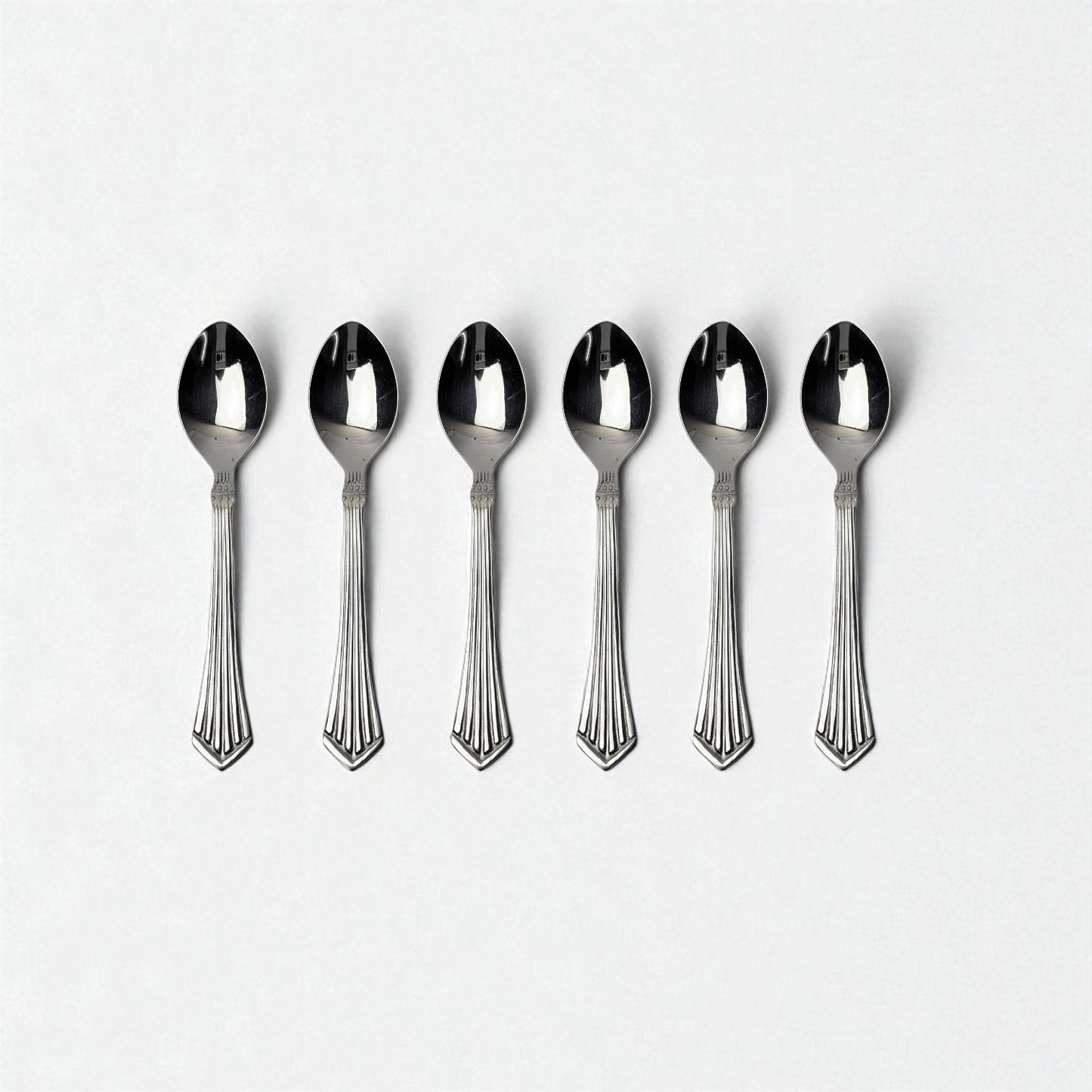 Set of six Kishco cutlery Symphony Tea Spoon stainless steel spoons with decorative handles